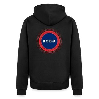 Bodo Norwegen - Unisex Premium Bio Zip Hoodie - Schwarz - Hinten - Nico (187cm)