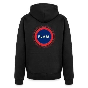 Flam Norwegen - Unisex Premium Bio Zip Hoodie - Schwarz - Hinten - Nico (187cm)