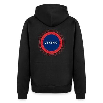 Wikinger - Unisex Premium Bio Zip Hoodie - Schwarz - Hinten - Nico (187cm)