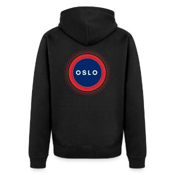 Oslo Norwegen - Unisex Premium Bio Zip Hoodie - Schwarz - Hinten - Nico (187cm)