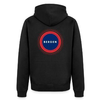 Bergen Norwegen - Unisex Premium Bio Zip Hoodie - Schwarz - Hinten - Nico (187cm)