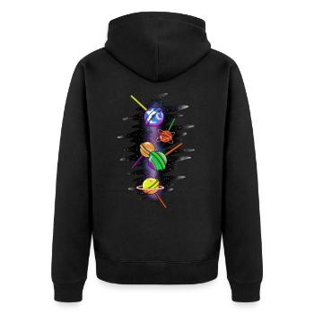 Lollipop Universe - Unisex Premium Bio Zip Hoodie - Schwarz - Hinten - Nico (187cm)