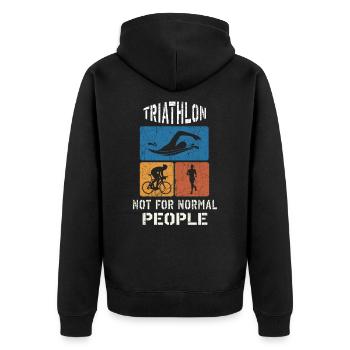 Le triathlon n’est pas pour les gens normaux - Veste à capuche bio Premium Unisexe - noir - Dos - Nico (187cm)