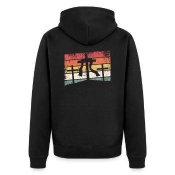 Jesus Christus - Christliches Shirt - Kreuz - Unisex Premium Bio Zip Hoodie - Schwarz - Hinten - Nico (187cm)