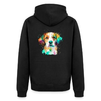 Mignon petit chien pour les amoureux des chiens colorés - Veste à capuche bio Premium Unisexe - noir - Dos - Nico (187cm)