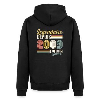 Légendaire Depuis 2009 - Veste à capuche bio Premium Unisexe - noir - Dos - Nico (187cm)