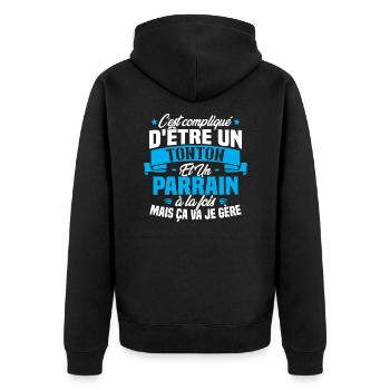 Un Tonton Et Un Parrain À La Fois Mais Ça Va Gère - Veste à capuche bio Premium Unisexe - noir - Dos - Nico (187cm)