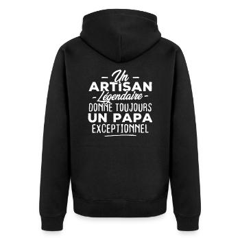 Un artisan légendaire donne un papa exceptionnel - Veste à capuche bio Premium Unisexe - noir - Dos - Nico (187cm)