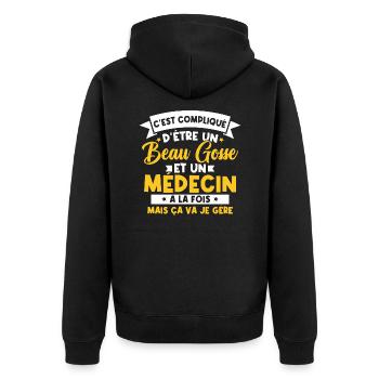 Beau Gosse et Médecin - Veste à capuche bio Premium Unisexe - noir - Dos - Nico (187cm)