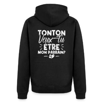 Tonton Veux tu être Mon Parrain? - Veste à capuche bio Premium Unisexe - noir - Dos - Nico (187cm)