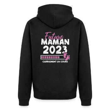 Future maman 2023 chargement en cours - Veste à capuche bio Premium Unisexe - noir - Dos - Nico (187cm)