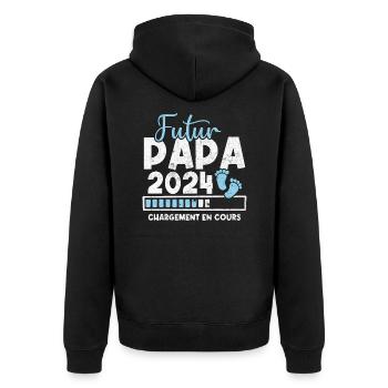 Futur papa 2024 chargement en cours - Veste à capuche bio Premium Unisexe - noir - Dos - Nico (187cm)