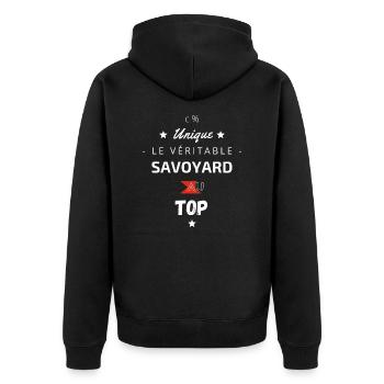 Le véritable savoyard au top - Veste à capuche bio Premium Unisexe - noir - Dos - Nico (187cm)