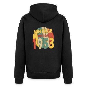Né en 1953 Vintage Birth Retro - Veste à capuche bio Premium Unisexe - noir - Dos - Nico (187cm)