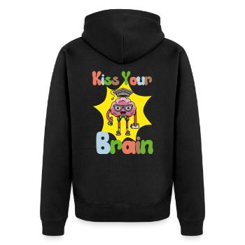 Kiss Your Brain,Teacher, Teacher Appreciation Gift - Unisex Premium Organic Zip Hoodie - black - Back - Nico (187cm)