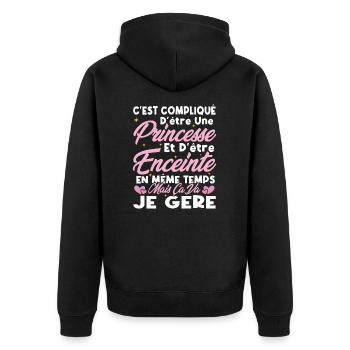 C'est compliqué d'être une princesse et enceinte - Veste à capuche bio Premium Unisexe - noir - Dos - Nico (187cm)