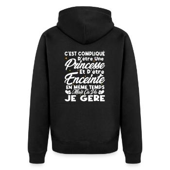 C'est compliqué d'être une princesse et enceinte - Veste à capuche bio Premium Unisexe - noir - Dos - Nico (187cm)