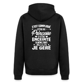 C'est compliqué d'être une princesse et enceinte - Veste à capuche bio Premium Unisexe - noir - Dos - Nico (187cm)