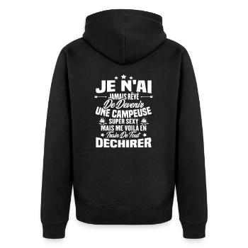 Je n'ai jamais rêvé de devenir une campeuse sexy - Veste à capuche bio Premium Unisexe - noir - Dos - Nico (187cm)