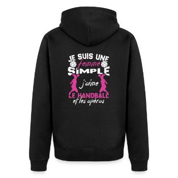 Je suis une femme j'aime le handball et les apéros - Veste à capuche bio Premium Unisexe - noir - Dos - Nico (187cm)