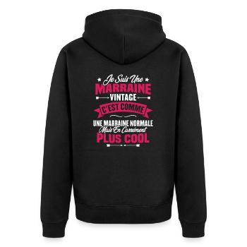 Je suis une marraine vintage - Veste à capuche bio Premium Unisexe - noir - Dos - Nico (187cm)