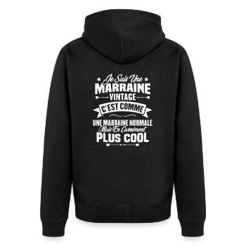 Je suis une marraine vintage - Veste à capuche bio Premium Unisexe - noir - Dos - Nico (187cm)