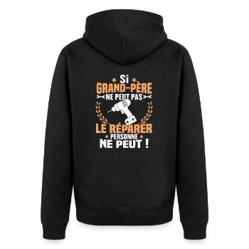 Si Grand Père Pas Le Réparer Personne Ne Peut - Veste à capuche bio Premium Unisexe - noir - Dos - Nico (187cm)