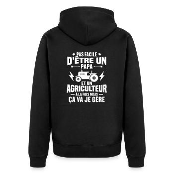 Pas facile d'être un Papa et un Agriculteur - Veste à capuche bio Premium Unisexe - noir - Dos - Nico (187cm)