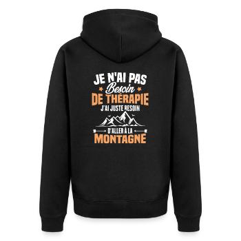 Cadeau J'ai juste besoin d'aller à la montagne - Veste à capuche bio Premium Unisexe - noir - Dos - Nico (187cm)