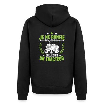 Je Ne Ronfle Pas Je Rêve Que Je Suis Un Tracteur - Veste à capuche bio Premium Unisexe - noir - Dos - Nico (187cm)
