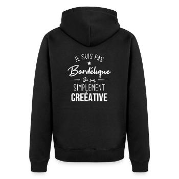 Je suis pas bordélique je suis simplement créative - Veste à capuche bio Premium Unisexe - noir - Dos - Nico (187cm)