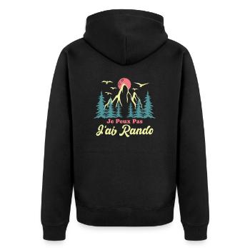 Je peux pas j'ai rando / Humour cadeau randonneur - Veste à capuche bio Premium Unisexe - noir - Dos - Nico (187cm)
