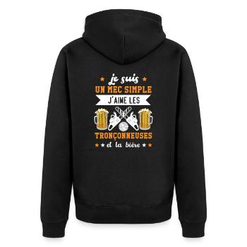 J'aime les Tronçonneuses et la Bière Cadeau - Veste à capuche bio Premium Unisexe - noir - Dos - Nico (187cm)