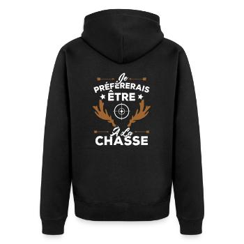 Je préférerais être à la chasse, Cadeau Chasseur - Veste à capuche bio Premium Unisexe - noir - Dos - Nico (187cm)