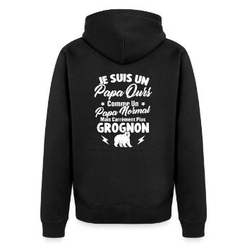 Je suis un papa ours c'est comme un papa normal - Veste à capuche bio Premium Unisexe - noir - Dos - Nico (187cm)