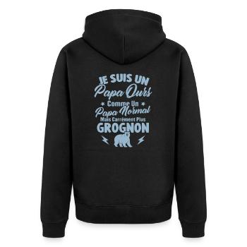 Je suis un papa ours c'est comme un papa normal - Veste à capuche bio Premium Unisexe - noir - Dos - Nico (187cm)