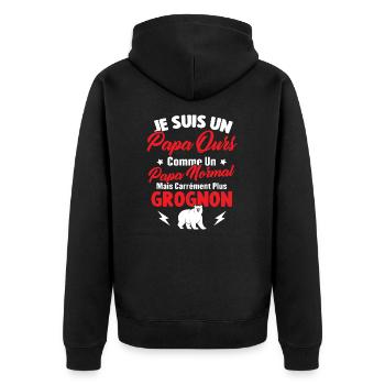 Je suis un papa ours c'est comme un papa normal - Veste à capuche bio Premium Unisexe - noir - Dos - Nico (187cm)