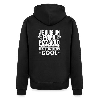 Un papa pizzaiolo c'est comme un papa normal - Veste à capuche bio Premium Unisexe - noir - Dos - Nico (187cm)