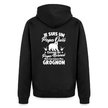 Je suis un papa ours c'est comme un papa normal - Veste à capuche bio Premium Unisexe - noir - Dos - Nico (187cm)