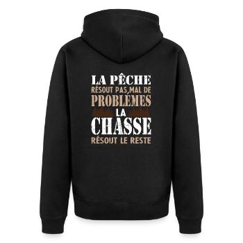 La Pêche résout pas mal de problémes Humour cadeau - Veste à capuche bio Premium Unisexe - noir - Dos - Nico (187cm)