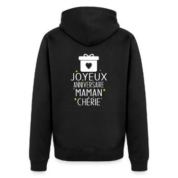 Cadeau Joyeux Anniversaire Maman Chérie - Veste à capuche bio Premium Unisexe - noir - Dos - Nico (187cm)