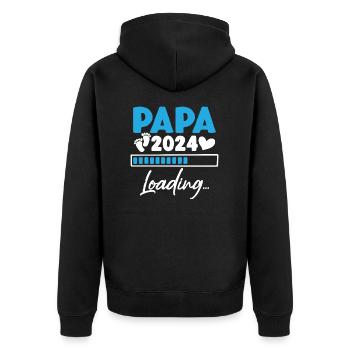 Dad 2024 Loading kündigt Schwangerschaft Future Dad an - Unisex Premium Bio Zip Hoodie - Schwarz - Hinten - Nico (187cm)
