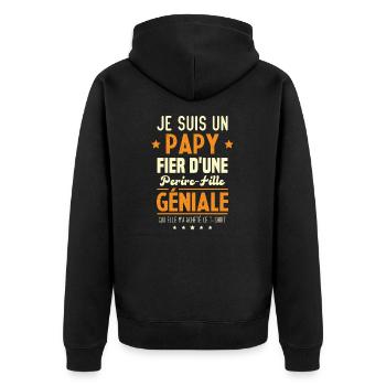 Je suis un papy fier d'une petite fille géniale - Veste à capuche bio Premium Unisexe - noir - Dos - Nico (187cm)