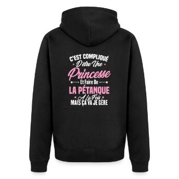 Princesse et pétanque - Veste à capuche bio Premium Unisexe - noir - Dos - Nico (187cm)