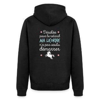 Ma licorne n'a pas voulu démarrer Cadeau femme - Veste à capuche bio Premium Unisexe - noir - Dos - Nico (187cm)