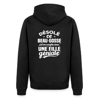 Ce beau gosse est en couple avec une fille géniale - Veste à capuche bio Premium Unisexe - noir - Dos - Nico (187cm)