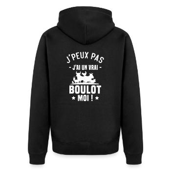 J’peux pas j’ai un vrai boulot moi ! - Veste à capuche bio Premium Unisexe - noir - Dos - Nico (187cm)