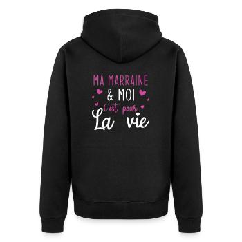 Ma marraine moi c'est pour la vie - Veste à capuche bio Premium Unisexe - noir - Dos - Nico (187cm)