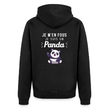 Je m'en fous je suis un panda Humour Cadeau - Veste à capuche bio Premium Unisexe - noir - Dos - Nico (187cm)