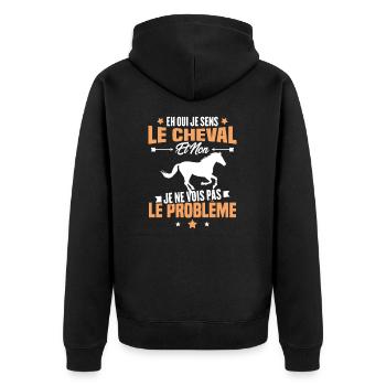 Je sens le cheval et non je ne vois le problème - Veste à capuche bio Premium Unisexe - noir - Dos - Nico (187cm)